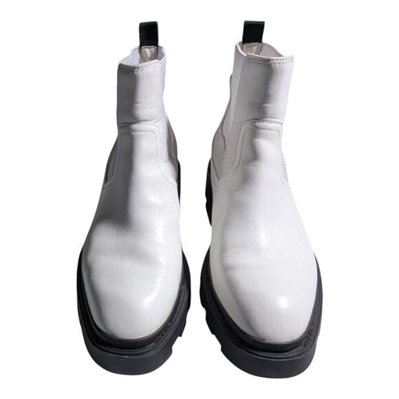 Ash Mastro White Leather Retro Chunky Lug Sole Chelsea Ankle Boots Sz 40 9.5 - Picture 2 of 5
